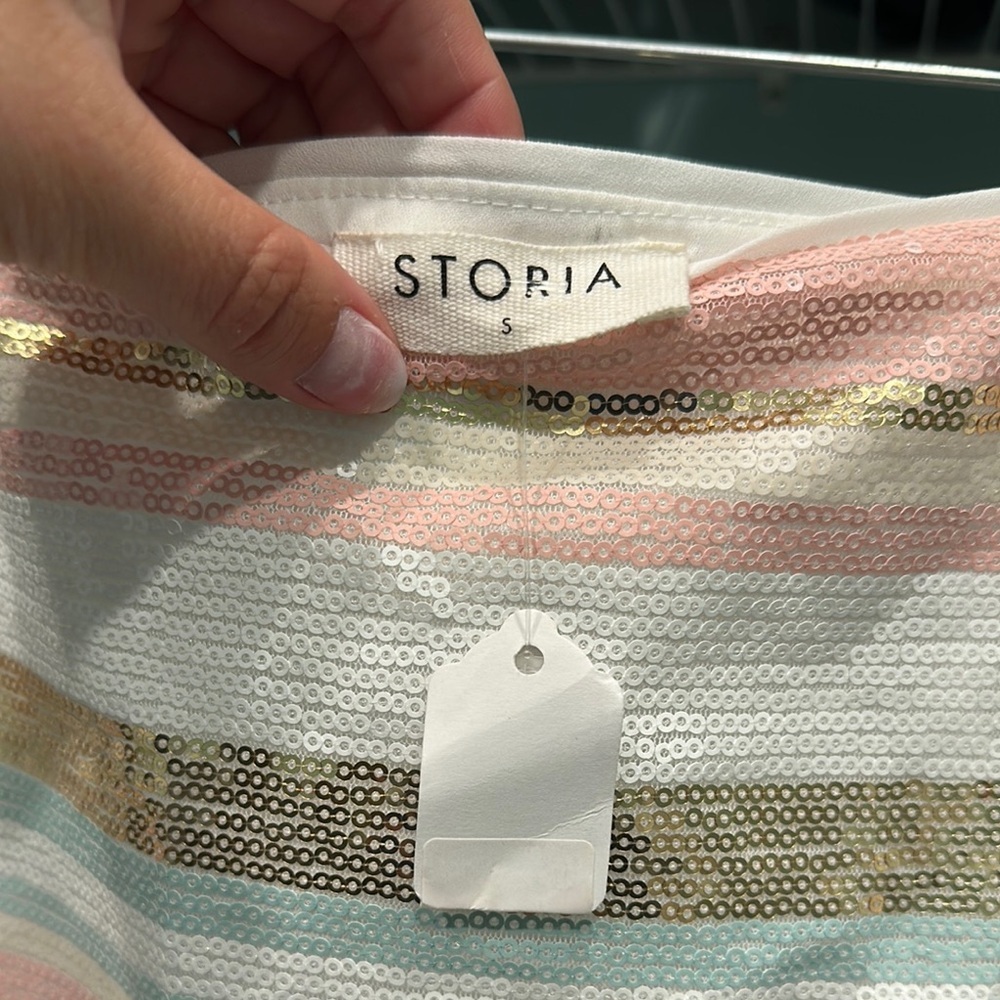 NWT Storia Striped Pink and Gold Women's Skirt - Picture 4 of 6